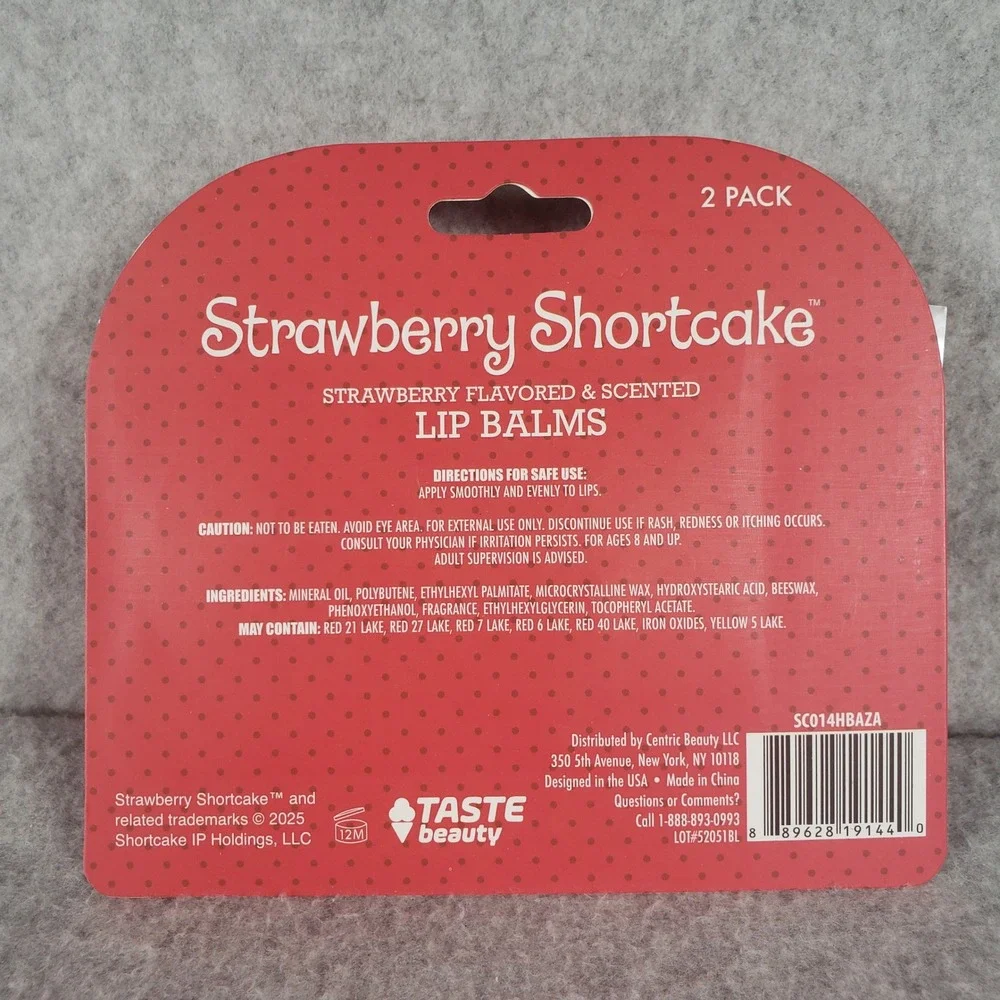 Strawberry Shortcake Eyeshadow Blush Palette & 2pk Lip Balm Set Taste Beauty NIB